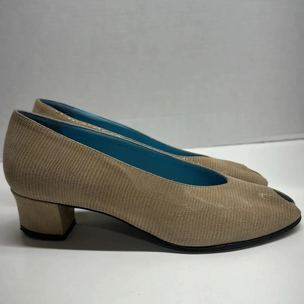 Thierry Rabotin High Heel Shoes Pumps Peep Toe Suede Light Tan Brown Size 38 7.5 - Picture 3 of 13